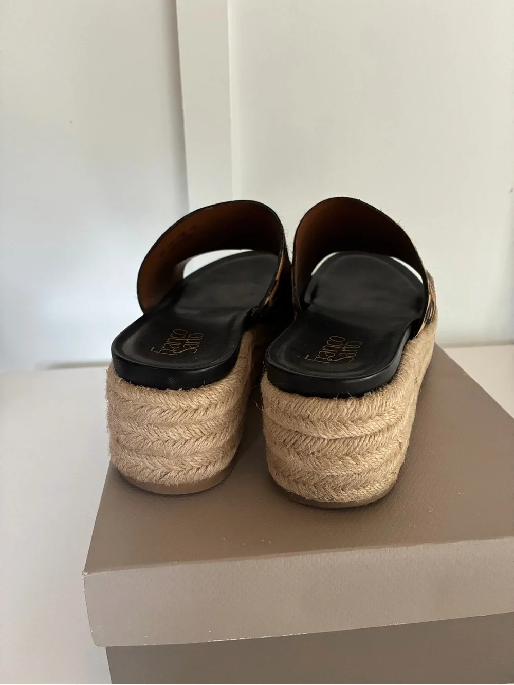 Franco Sarto Leopard Print Espadrille Slide Sandals - Camel